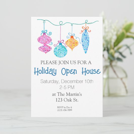 休日オーナメントパーティの招待状 招待状 (スタンド正面)