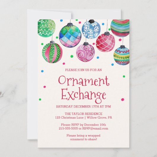 休日オーナメント交換パーティー 招待状 (正面)