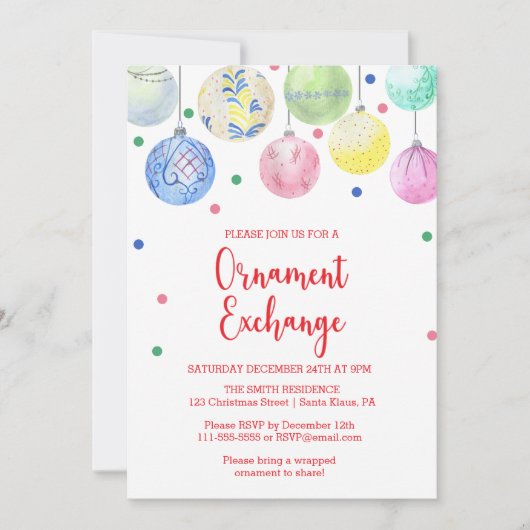 休日オーナメント交換パーティー 招待状 (正面)
