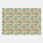 休日オーナメント、サンタクロース、切手 ラッピングペーパーシート (正面3)