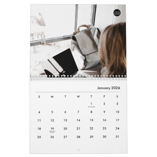 休日カスタムのロ企業のゴのビジネス写真 カレンダー (1月 2026)