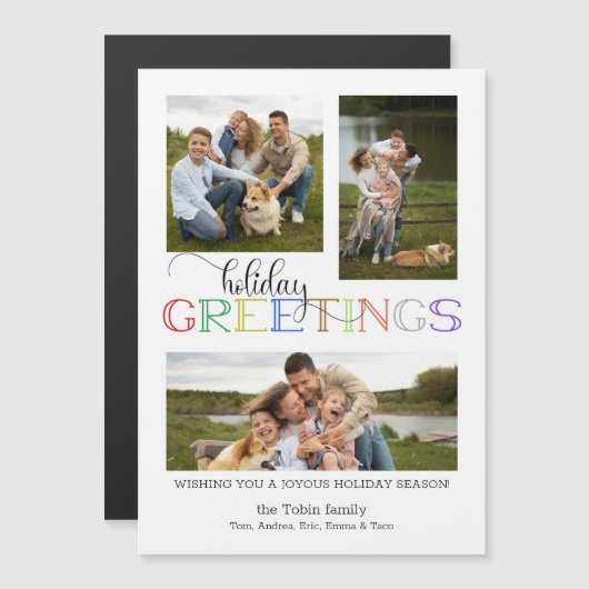 休日カラフルの挨拶タイポグラフィ3 – 写真 (正面/裏面)