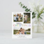 休日カラフルの挨拶タイポグラフィ3 – 写真 シーズンポストカード (スタンド正面)