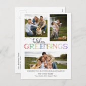 休日カラフルの挨拶タイポグラフィ3 – 写真 シーズンポストカード (正面/裏面)