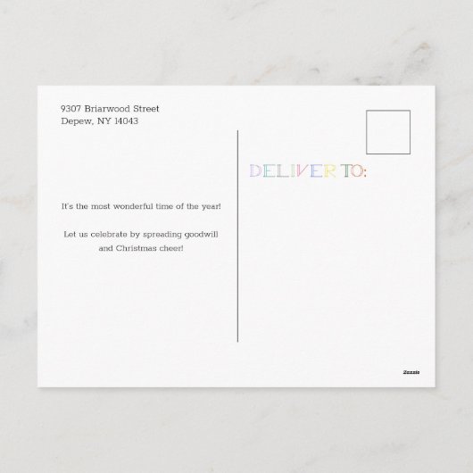 休日カラフルの挨拶タイポグラフィ3 – 写真 シーズンポストカード (裏面)