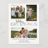 休日カラフルの挨拶タイポグラフィ3 – 写真 シーズンポストカード (正面)