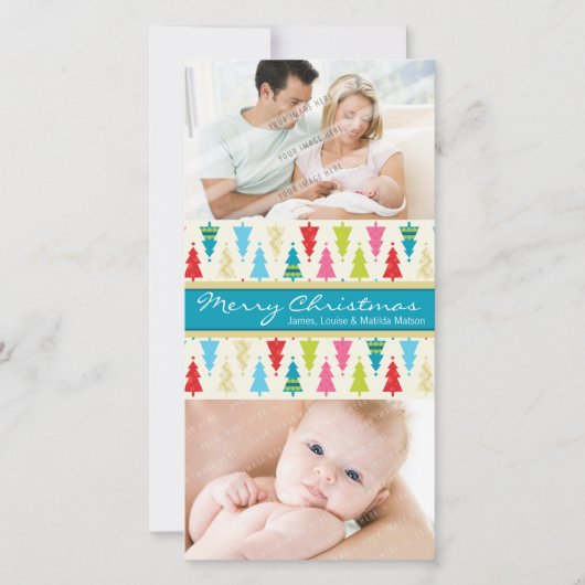 休日カラフルフォトカード:: patternedxmastree 1P シーズンカード (正面)