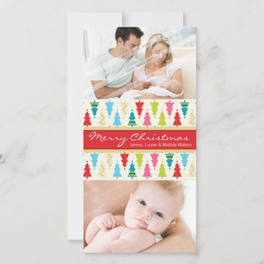 休日カラフルフォトカード:: patternedxmastree 2P シーズンカード (正面)