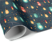 休日カラフルレトロクリスマスライト ラッピングペーパー (ロールコーナー)
