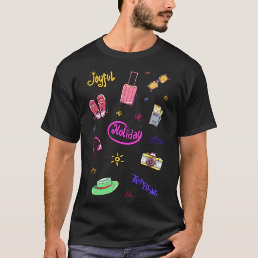 休日カラフル年 – 旅行の調査を終了 Tシャツ (正面)