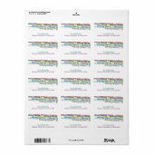 休日カラフル応援タイポグラフィ差出人住所 ラベル (フルシート)