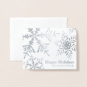 休日カードの中の銀ぱくの雪片の写真 箔カード (封筒付き正面)