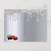 休日クリスマスパーティーシルバーグリッタートラックの招待 ポストカード (裏面)