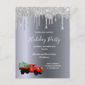 休日クリスマスパーティーシルバーグリッタートラックの招待 ポストカード (正面)