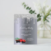 休日クリスマスパーティーシルバーグリッタートラックの招待 ポストカード (スタンド正面)