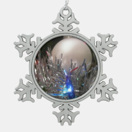 休日グリッター スノーフレークピューターオーナメント