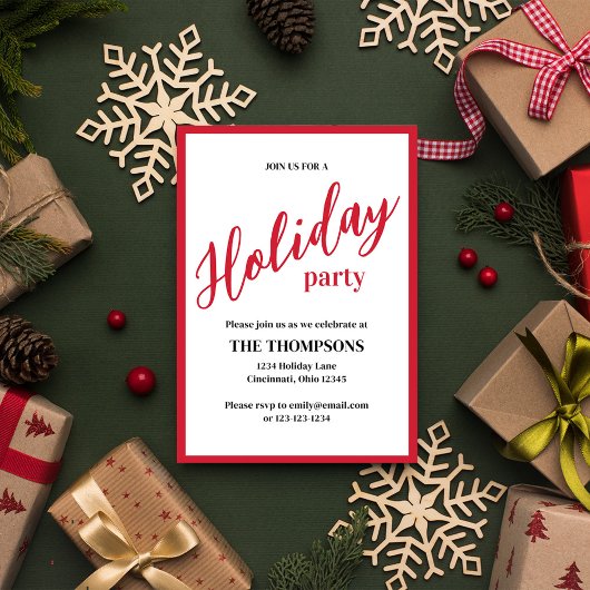 休日シンプルのキュート書道スクリプトミニマリスト 招待状