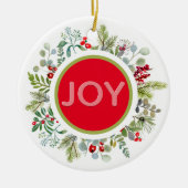 休日シンプル水の色のリースカスタマイズ可能なセラ セラミックオーナメント (正面)