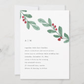 休日シンプル | クリスマスグリーン結婚リー 招待状 (正面)