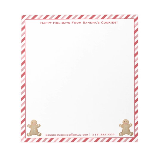 休日ジンジャーブレッドマンCookie パーソナライズされた Not ノートパッド (正面)