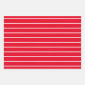 休日ストライプのクリスマスかわいい赤い波状のライン ラッピングペーパーシート (正面)