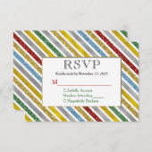 休日ストライプのRSVP結婚の応答 出欠カード (正面/裏面)