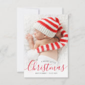 休日タイポグラフィのクリスマス誕生発表 カード (正面)