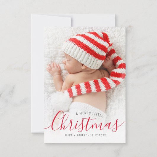 休日タイポグラフィのクリスマス誕生発表 カード (正面)