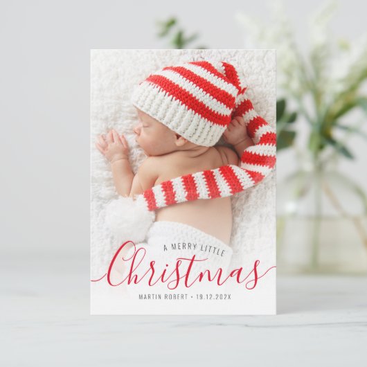 休日タイポグラフィのクリスマス誕生発表 カード (スタンド正面)