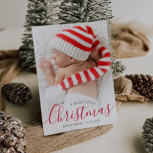 休日タイポグラフィのクリスマス誕生発表 カード