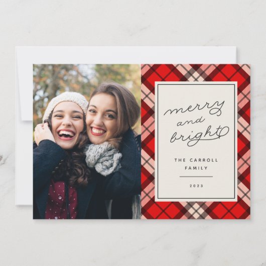 休日タータンチェック |クリスマスフォトカード シーズンカード (正面)