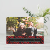 休日タータンチェック |クリスマスフォトカード シーズンカード (スタンド正面)