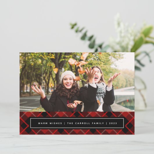 休日タータンチェック |クリスマスフォトカード シーズンカード (スタンド正面)