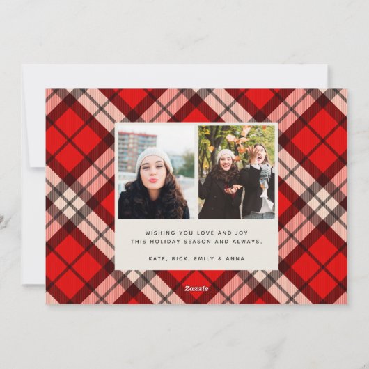 休日タータンチェック |クリスマスフォトカード シーズンカード (裏面)
