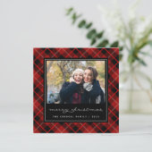 休日タータンチェック |正方形のフォトカード シーズンカード (スタンド正面)