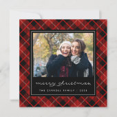 休日タータンチェック |正方形のフォトカード シーズンカード (正面)