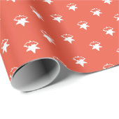 休日ダークオレンジの白い雪の結晶の雪の結晶 ラッピングペーパー (ロールコーナー)