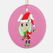 休日チビ（小さくかわいく書いた感じ）バニーガールセラミックオーナメント セラミックオーナメント (左)