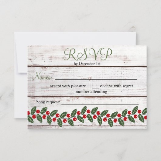 休日チャーム冬/クリスマス応答カード 出欠カード (正面)