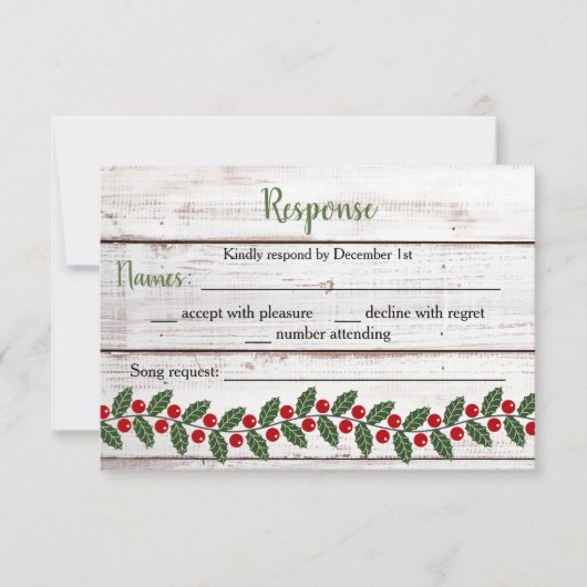 休日チャームII冬/クリスマス応答カード 出欠カード (正面)