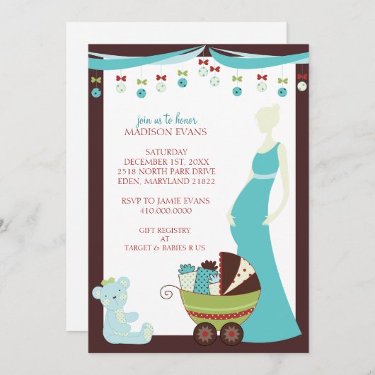 休日テーマベビーシャワー招待状{男の赤ちゃん} 招待状 (正面/裏面)