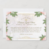 休日ハート悔やみや弔慰サンキューカード 招待状 (裏面)