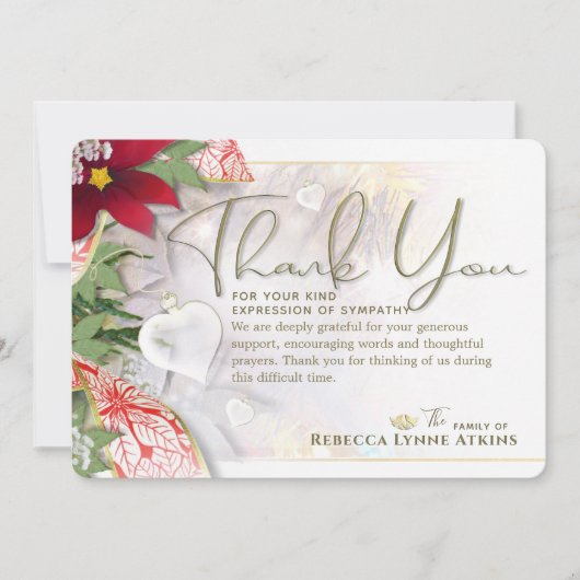 休日ハート悔やみや弔慰サンキューカード 招待状 (正面)