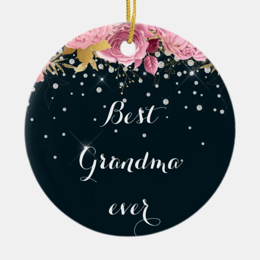 休日バラダイヤモンド写真最高のおばちゃん セラミックオーナメント (正面)