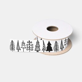 休日パターンを引出すかわいく黒いクリスマスツリー サテンリボン