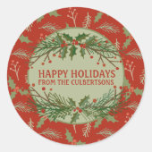休日パーソナライズされたギフトラベル ラウンドシール (正面)