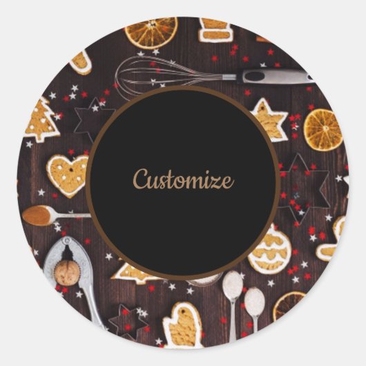 休日パーソナライズされたベーキング ラウンドシール (正面)