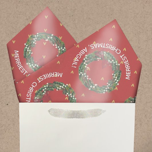 休日パーソナライズされたリース&金ゴールドハート 薄葉紙