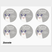 休日パーソナライズされた応援ベア〔雄ジカの〕枝角 ラウンドシール (シート)