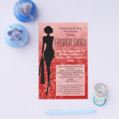 休日ファッションショーフライヤー、赤シルエット旋回 チラシ (シングル)